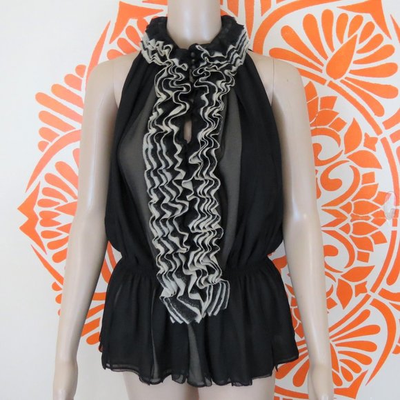 Robert Rodriguez Tops - Robert Rodriguez Sheer Sleeveless Ruffled Blouse S